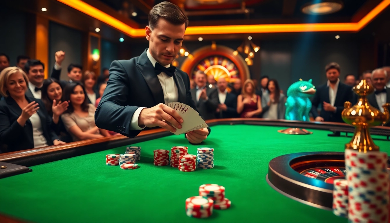 Exciting casino atmosphere featuring 33WIN with poker chips and a roulette wheel in the spotlight.