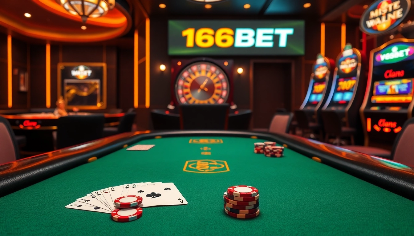 High-stakes gaming experience at https://166bett.com.br featuring luxurious casino tables and vibrant ambiance.