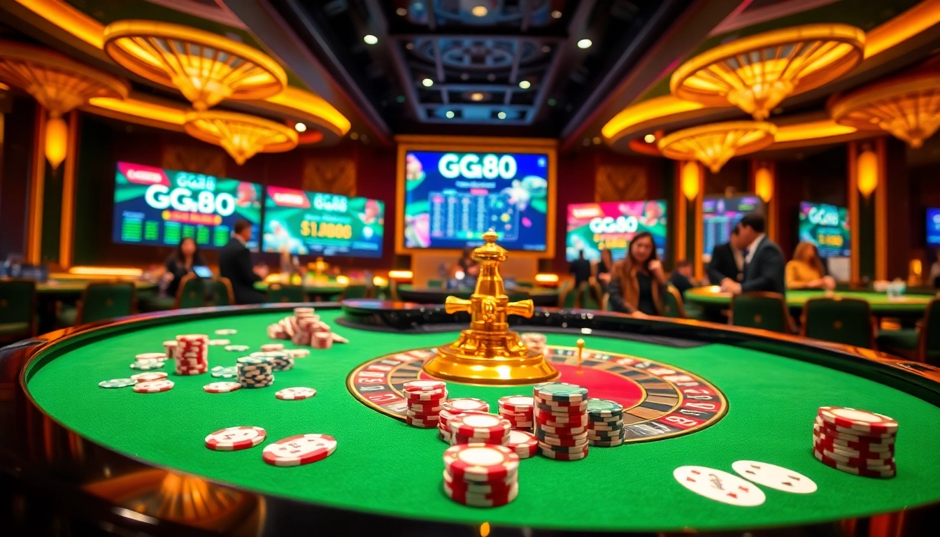 Players enjoying a thrilling game at the GG88 casino roulette table, capturing the excitement of gambling.