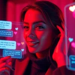 Engaging scene of a user interacting with an AI character in a cozy chat environment focused on sex ai chat.