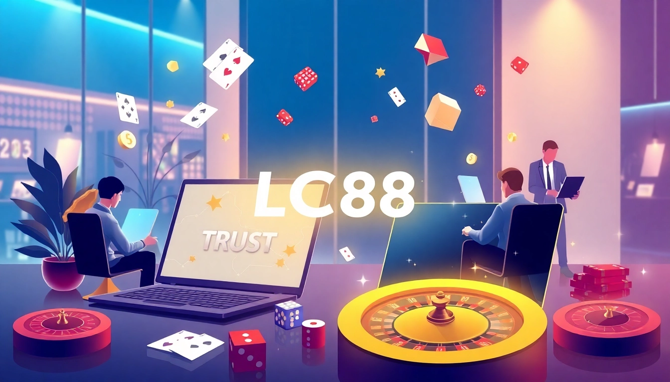 Explore the engaging LC88 Link platform in a vibrant online casino environment, showcasing trust and innovation.