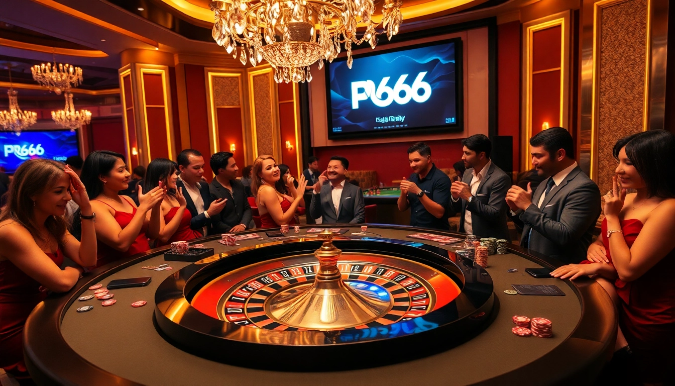 Experience the thrilling atmosphere of PG66, featuring a luxurious roulette table and vibrant action.