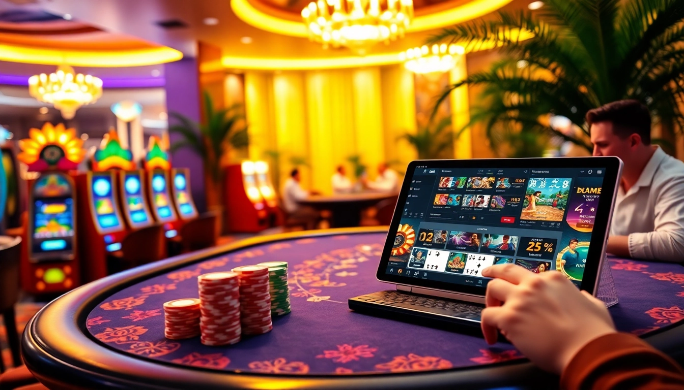 Experience the excitement of Nhà cái DU388 with vibrant casino visuals and engaging gameplay.