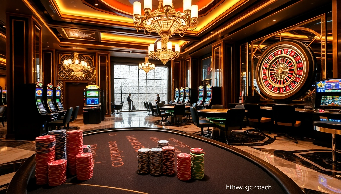 Experience intense poker action with branding from https://kjc.coach/ in an upscale casino environment.
