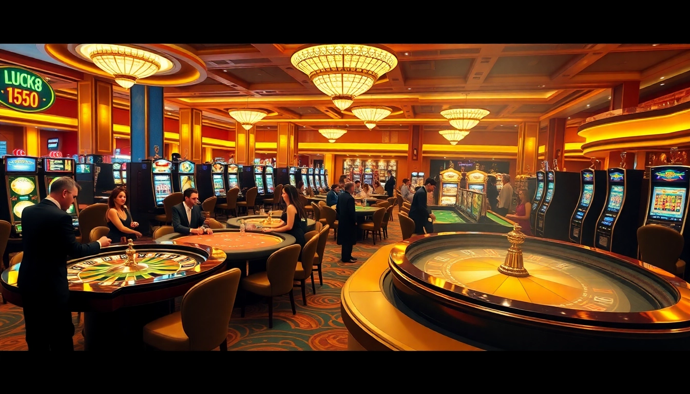 Thu hút người chơi tại sòng bài bằng biển hiệu LUCK8 và LUCKY8, ghi lại cảm giác hồi hộp khi đánh bạc.