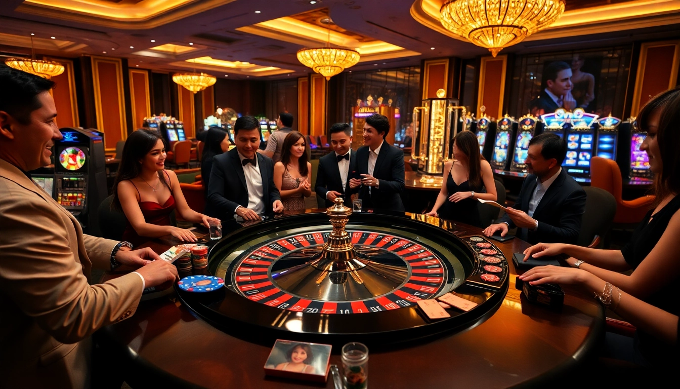 Người chơi tham gia các trò roulette kịch tính tại https://luck8.net, thể hiện sự phấn khích và sang trọng trong một casino.
