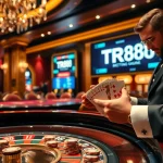 High-stakes gaming action with TR88 betting technology at a vibrant casino roulette table.