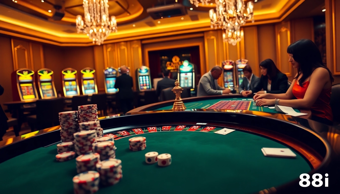 Experience the thrill of winning with link 88i at a luxurious casino table featuring blackjack and roulette.