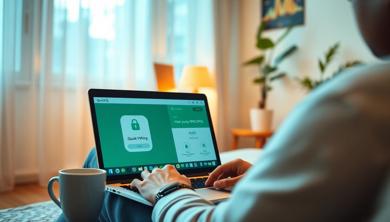 在舒适的笔记本环境中使用 QuickQ下载，体验无缝的互联网隐私。