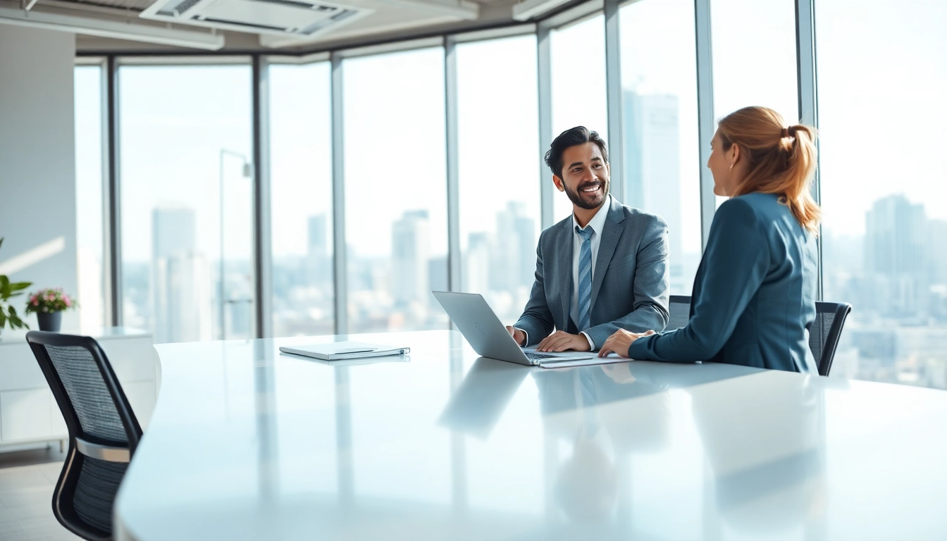 Headhunter Schweiz berät einen Kandidaten in einem modernen Büro.