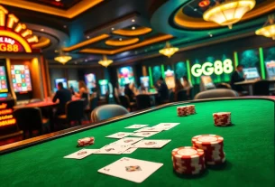 Experience the thrill of GG88 with vibrant casino gameplay featuring poker chips and a roulette wheel.