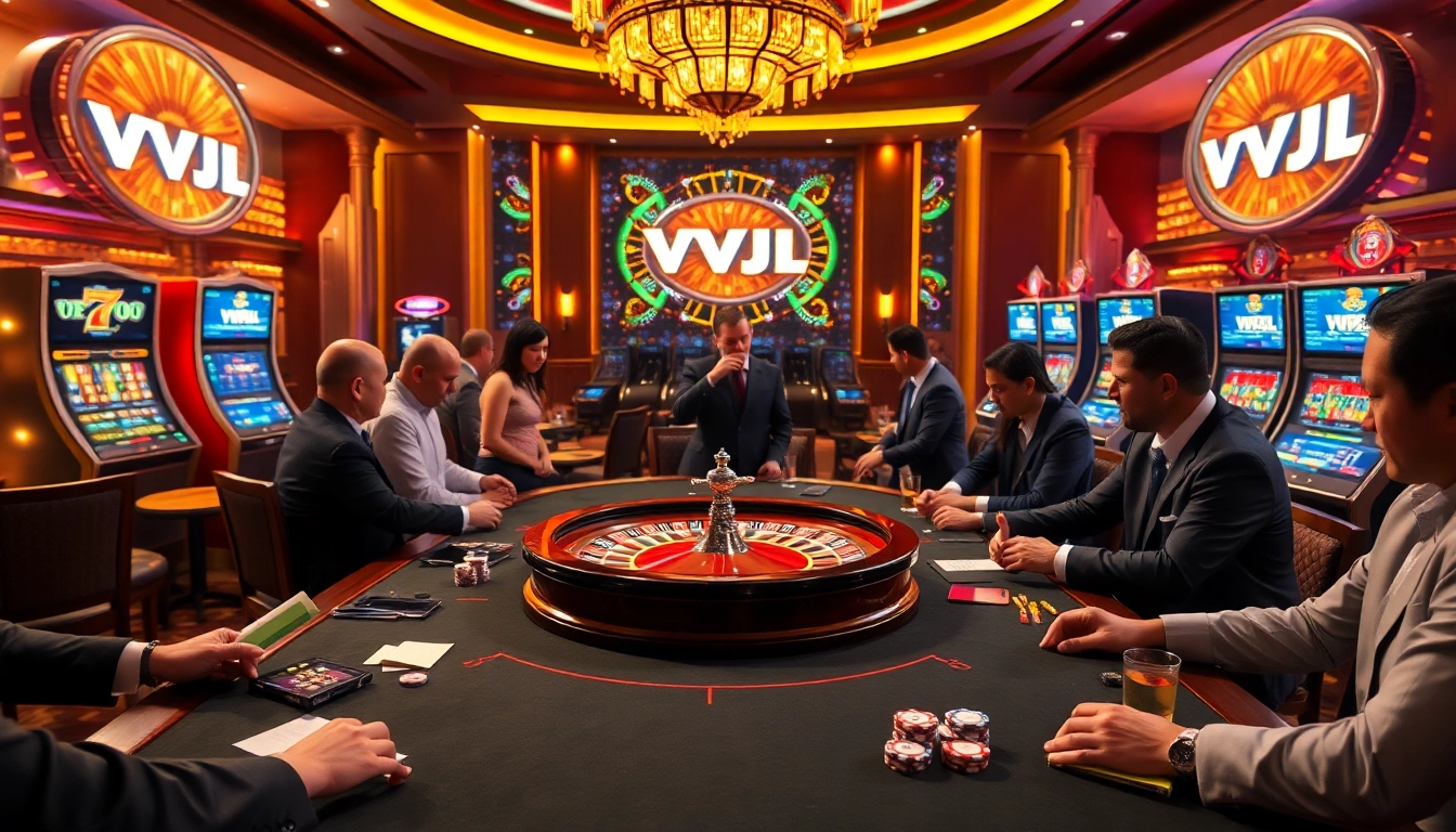 Immerse in the exhilarating action at home vvjl, featuring a lively casino setting with poker tables and slot machines.