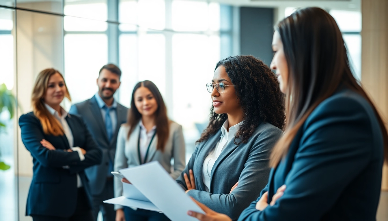 Headhunter Ingenieure im modernen Büro, engagiert in Karrierediskussionen mit Fachkräften.