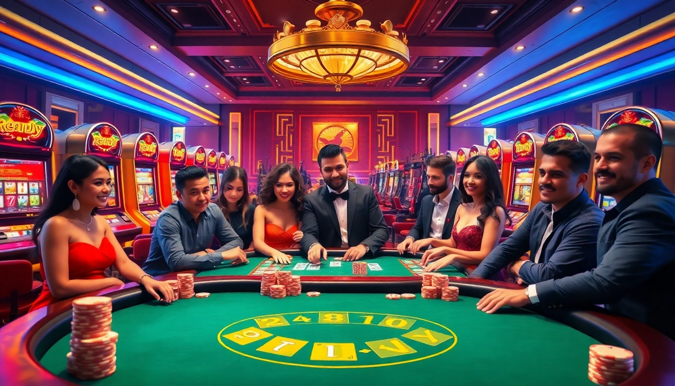 Experience thrilling 8day gaming with luxurious poker tables and vibrant casino visuals.