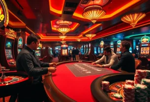 Experience the thrill of CM88 gaming with vibrant casino tables and poker chips.