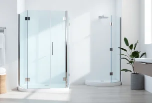 Erlebe die moderne sonni Duschkabine 80x80 in einem eleganten Badezimmer mit beruhigender Atmosphäre.