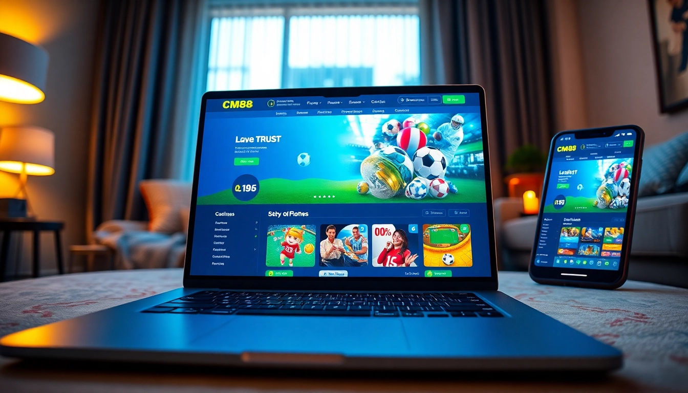 CM88 online betting platform interface showcased on devices with an inviting and innovative design.