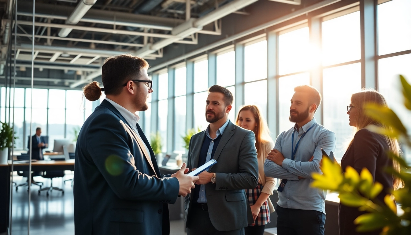 Headhunter Ingenieure in einem modernen Büro bei der Zusammenarbeit mit Ingenieuren.