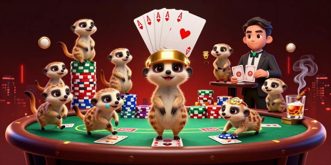 Erobern Sie den realz casino bonus mit einer aufregenden Casino-Illustrierung von Meerkatzen.